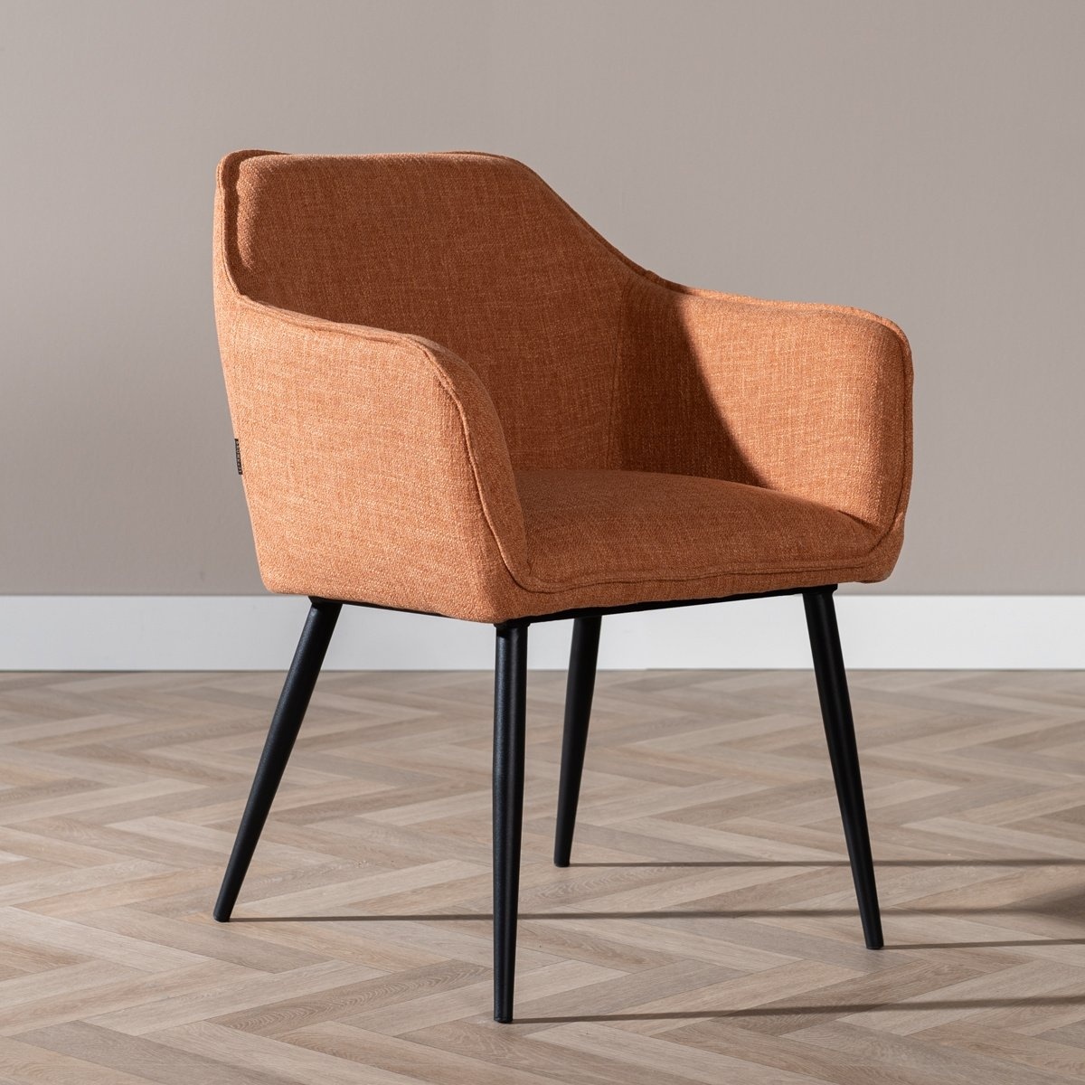 Chaise de salle à manger Ciara tissu lin terracotta