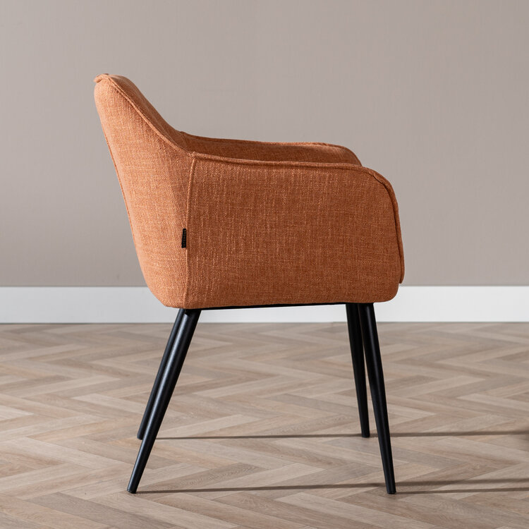 Chaise de salle à manger Ciara tissu lin terracotta