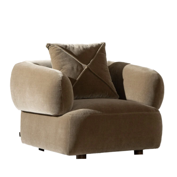 Fauteuil en velours Palermo marron