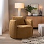 Fauteuil tissu chenille Ruby jaune ocre / cognac