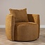 Fauteuil tissu chenille Ruby jaune ocre / cognac