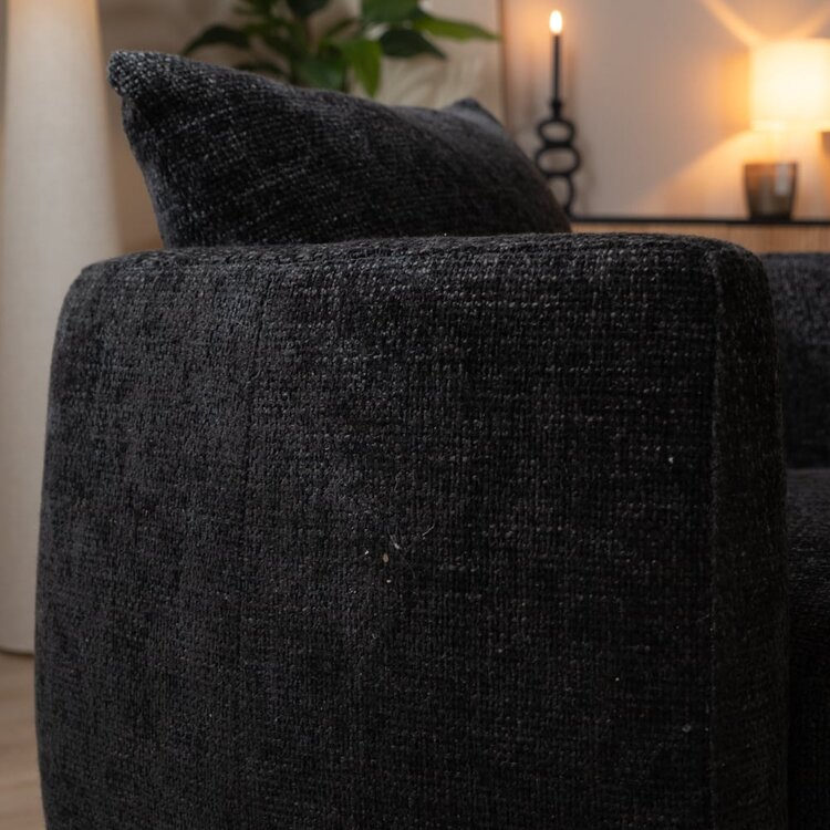 Fauteuil tissu chenille Ruby noir
