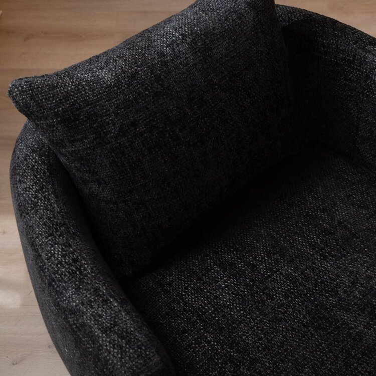 Fauteuil tissu chenille Ruby noir