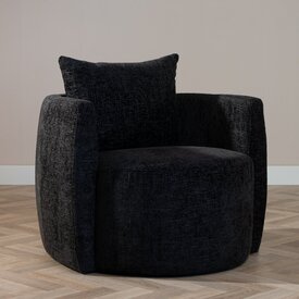 Fauteuil tissu chenille Ruby noir
