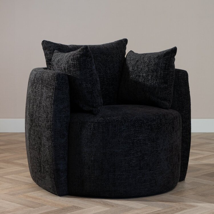 Fauteuil tissu chenille Ruby noir