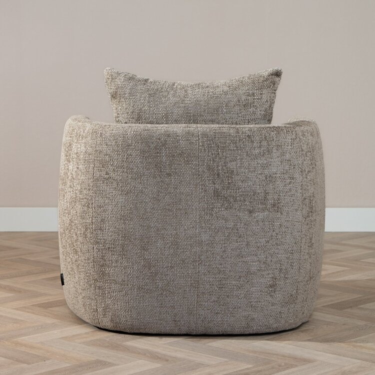 Fauteuil tissu chenille Ruby taupe