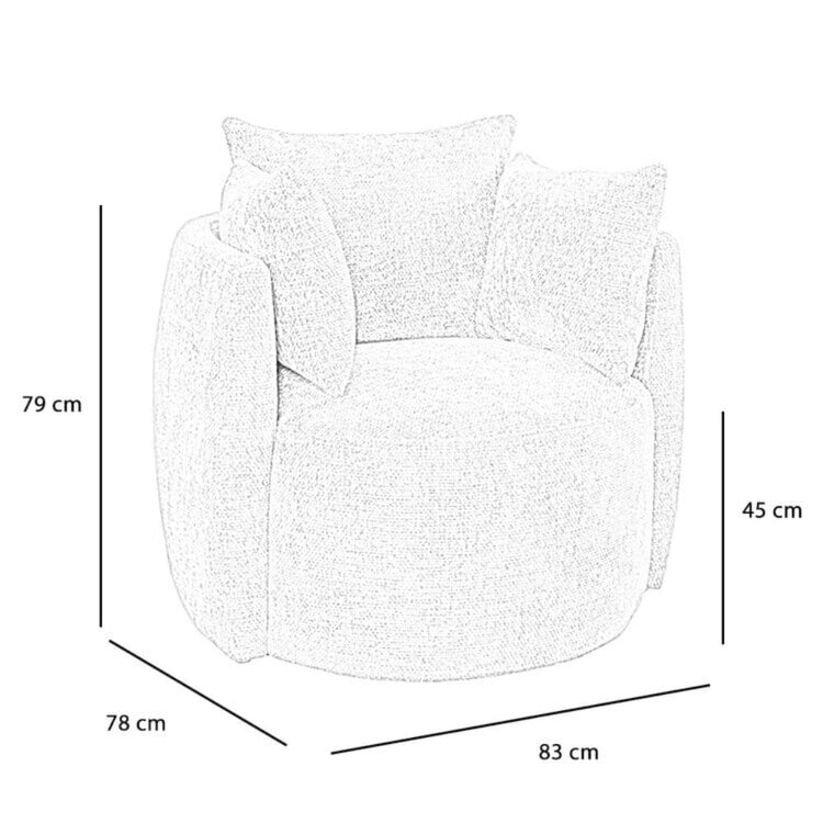 Fauteuil tissu bouclette teddy Ruby blanc