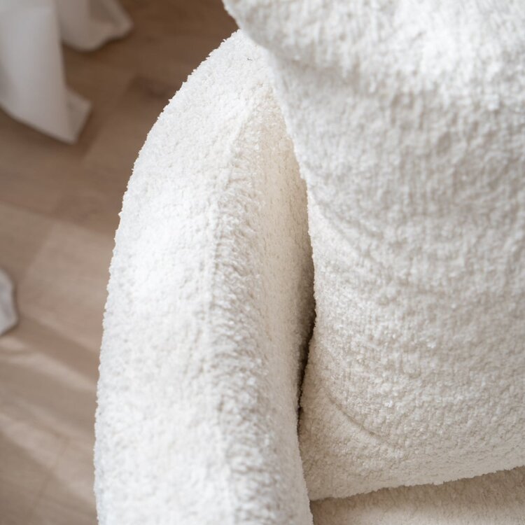 Fauteuil tissu bouclette teddy Ruby blanc