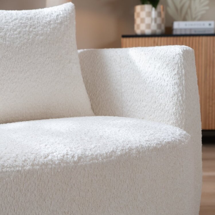 Fauteuil tissu bouclette teddy Ruby blanc