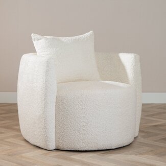 Fauteuil tissu bouclette teddy Ruby blanc