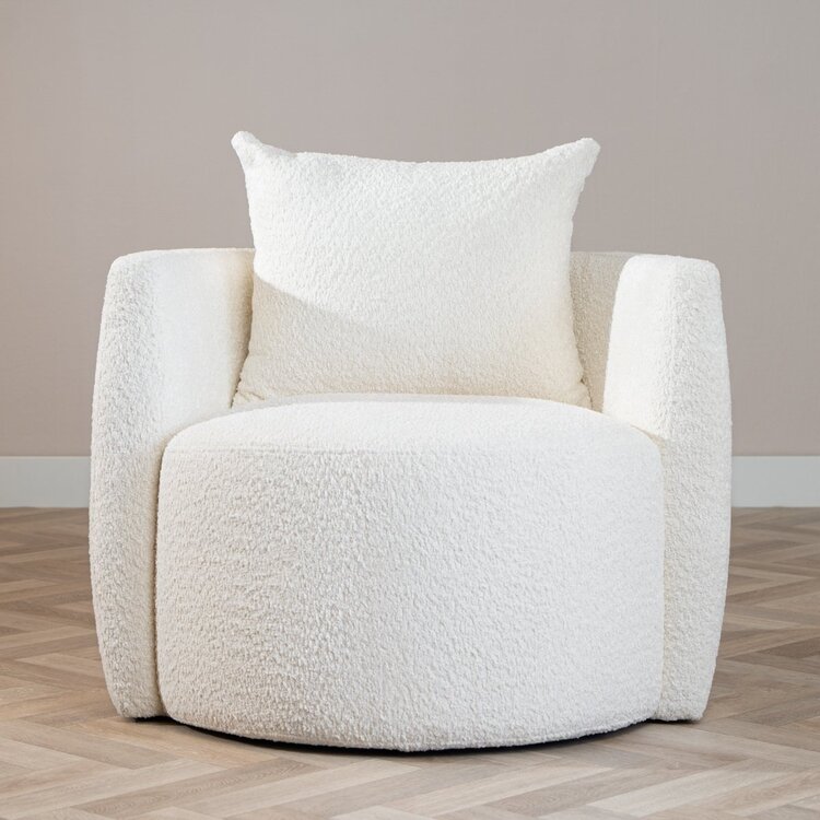 Fauteuil tissu bouclette teddy Ruby blanc