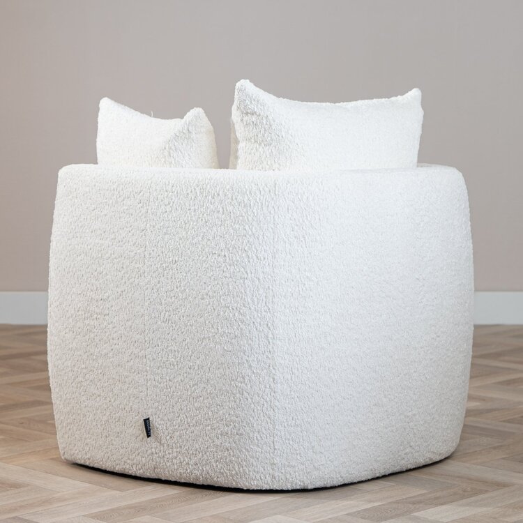 Fauteuil tissu bouclette teddy Ruby blanc