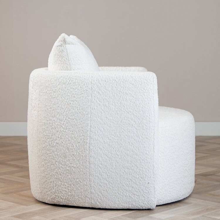 Fauteuil tissu bouclette teddy Ruby blanc