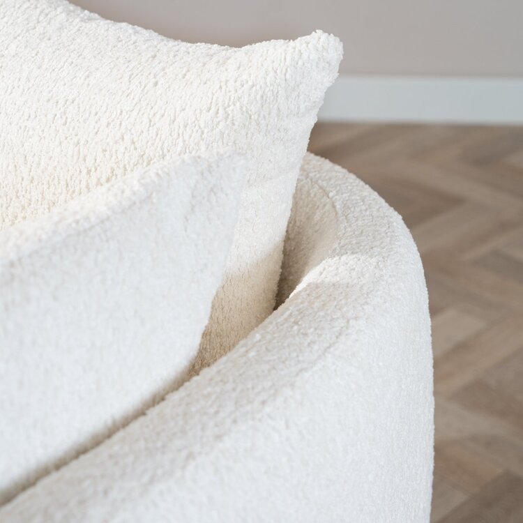 Fauteuil tissu bouclette teddy Ruby blanc