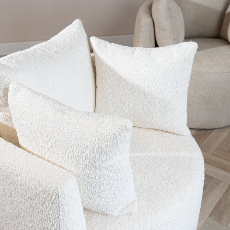 Fauteuil tissu bouclette teddy Ruby blanc