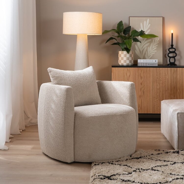 Fauteuil tissu bouclette teddy Ruby taupe