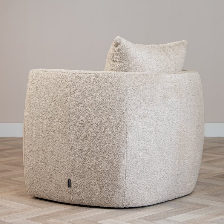 Fauteuil tissu bouclette teddy Ruby taupe