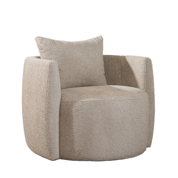 Fauteuil tissu bouclette teddy Ruby taupe