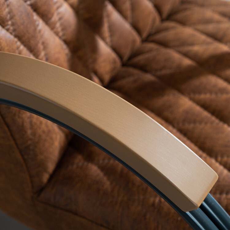 Fauteuil industriel Ivy éco-cuir cognac