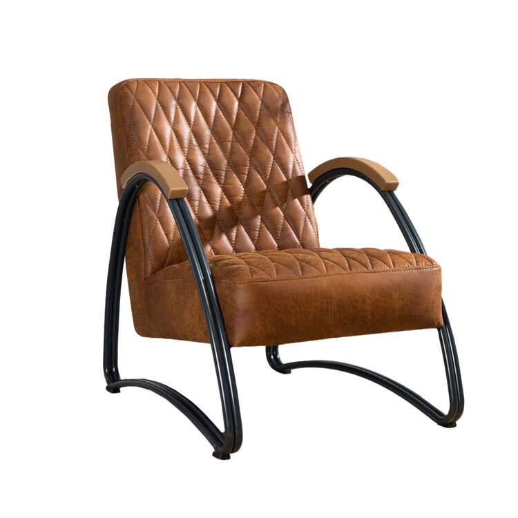 Fauteuil industriel Ivy éco-cuir cognac