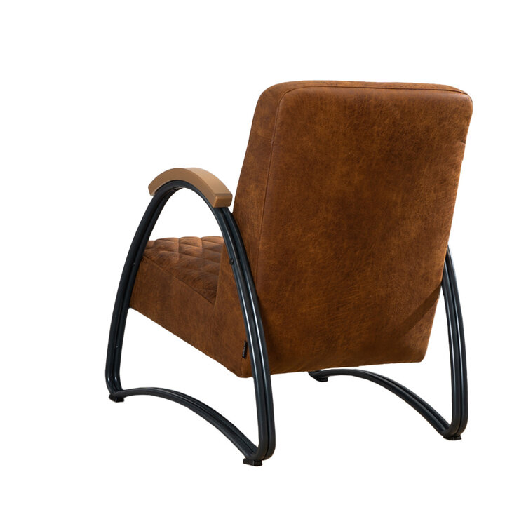 Fauteuil industriel Ivy éco-cuir cognac