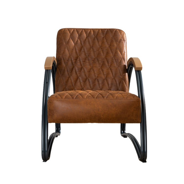 Fauteuil industriel Ivy éco-cuir cognac