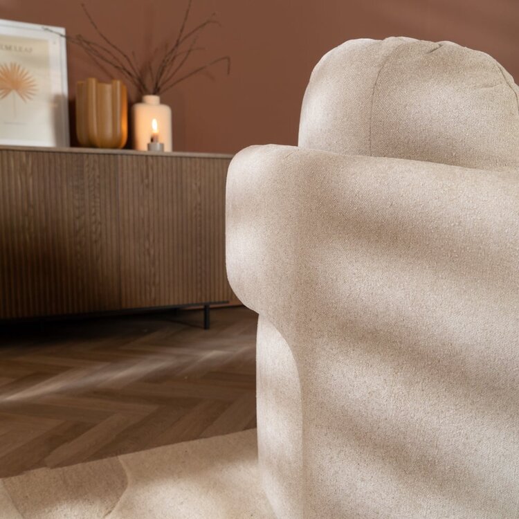 Fauteuil tissu chenille Cali beige