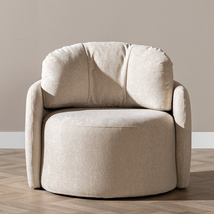 Fauteuil tissu chenille Cali beige