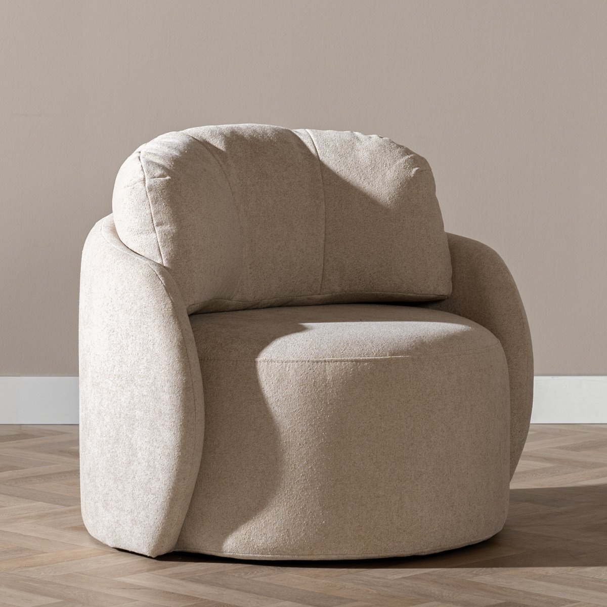 Fauteuil tissu chenille Cali beige