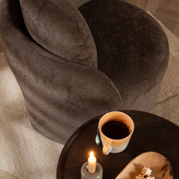 Fauteuil tissu chenille Cali marron