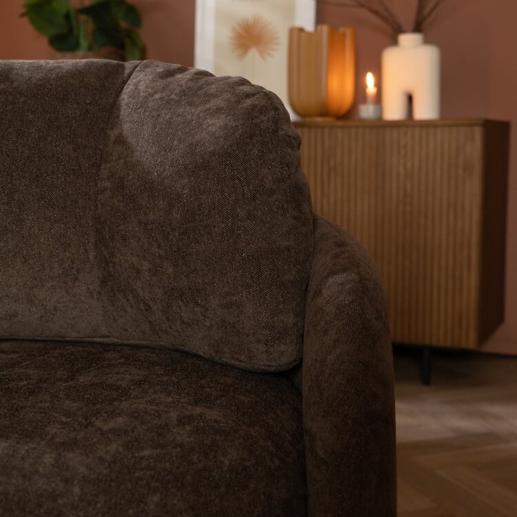 Fauteuil tissu chenille Cali marron