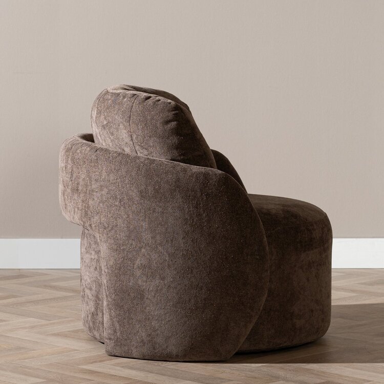 Fauteuil tissu chenille Cali marron