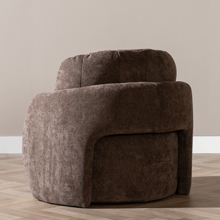 Fauteuil tissu chenille Cali marron