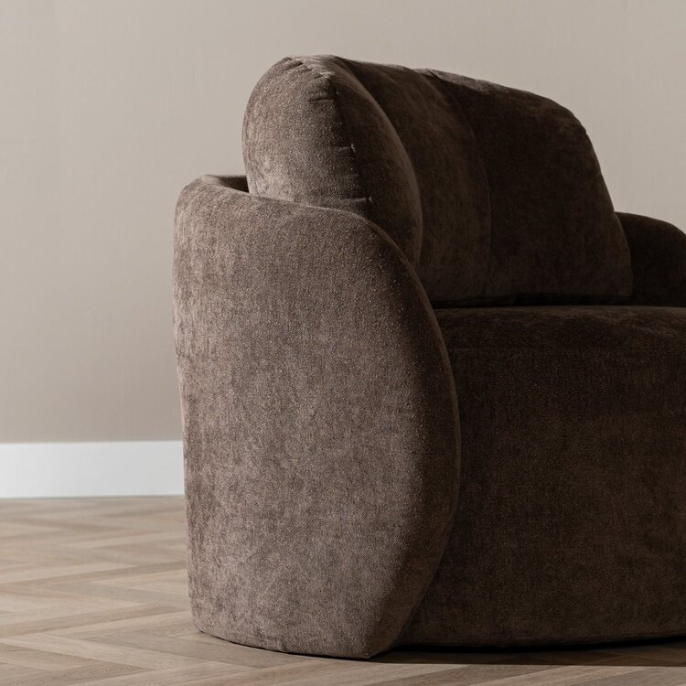 Fauteuil tissu chenille Cali marron