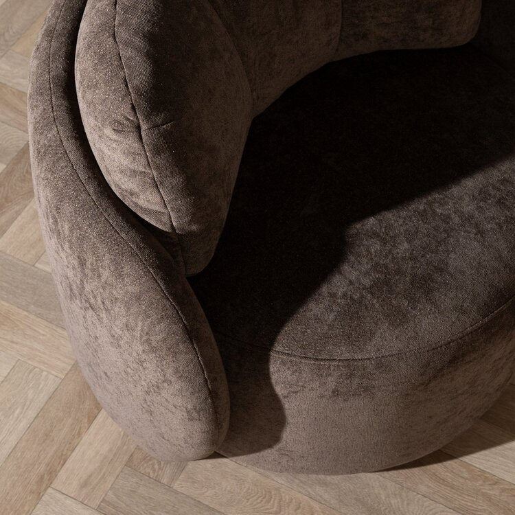 Fauteuil tissu chenille Cali marron