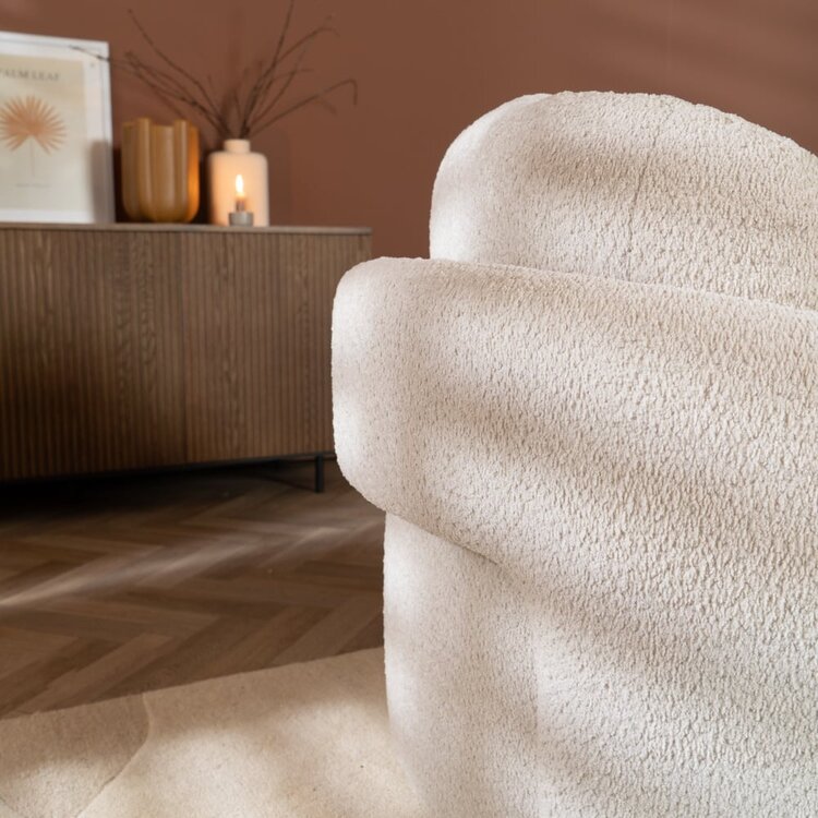 Fauteuil Nino en tissu polyester off white