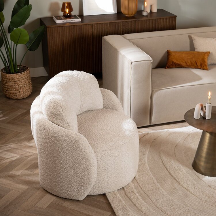 Fauteuil Nino en tissu polyester off white