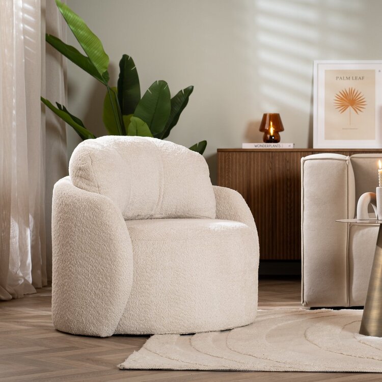Fauteuil Nino en tissu polyester off white