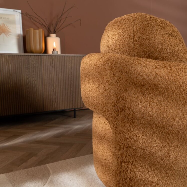 Fauteuil Nino en tissu polyester terracotta