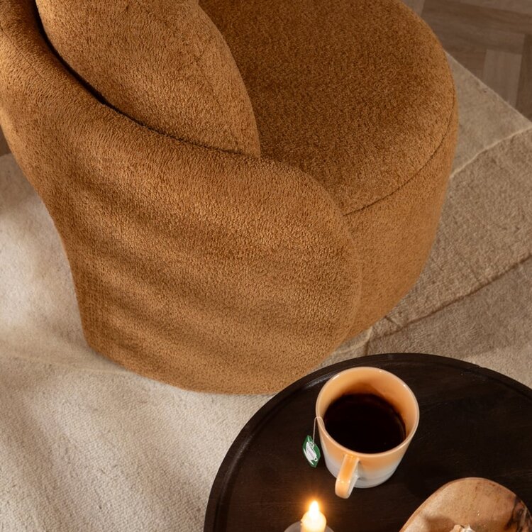 Fauteuil Nino en tissu polyester terracotta