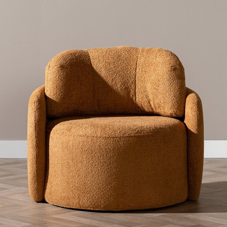 Fauteuil Nino en tissu polyester terracotta