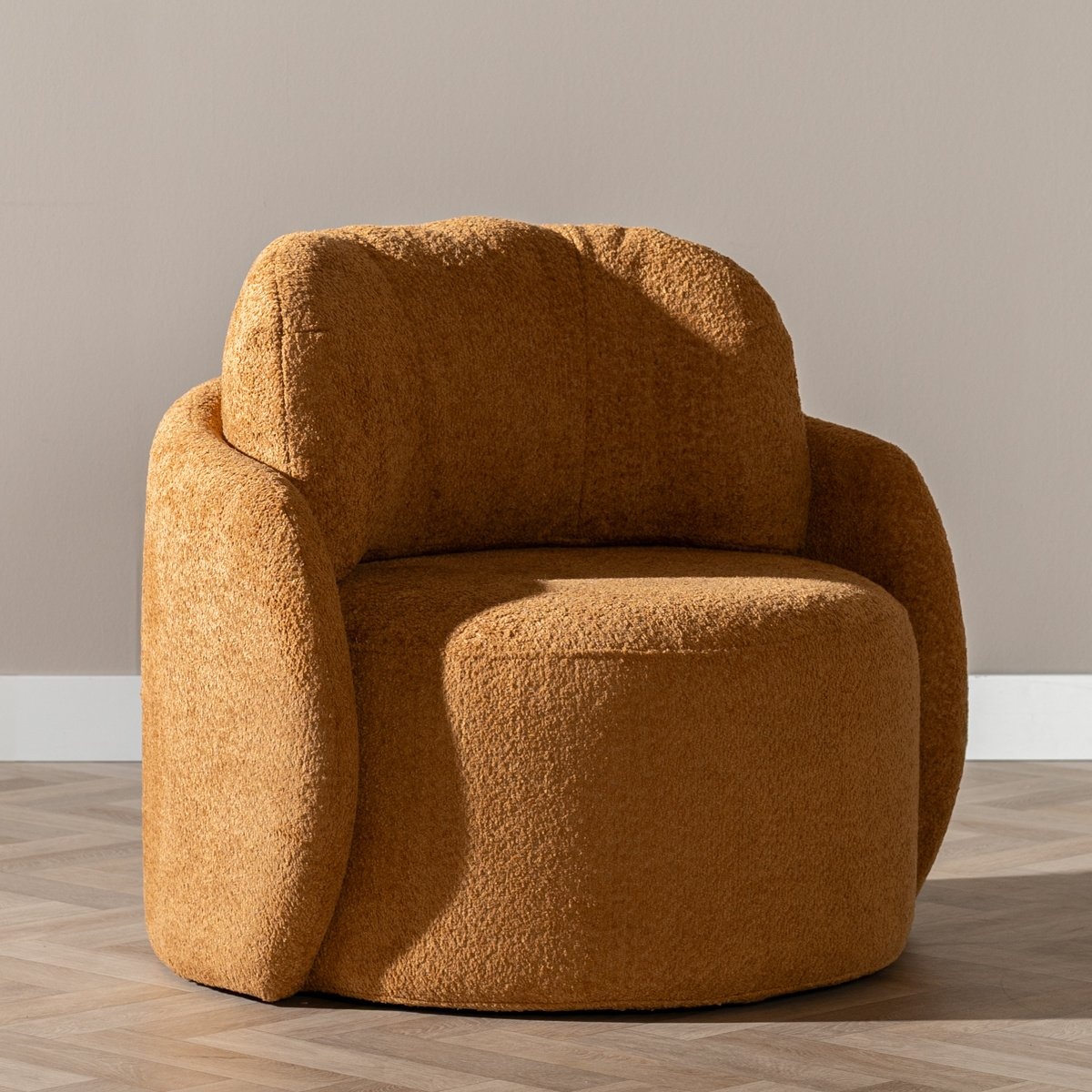 Fauteuil Nino en tissu polyester terracotta