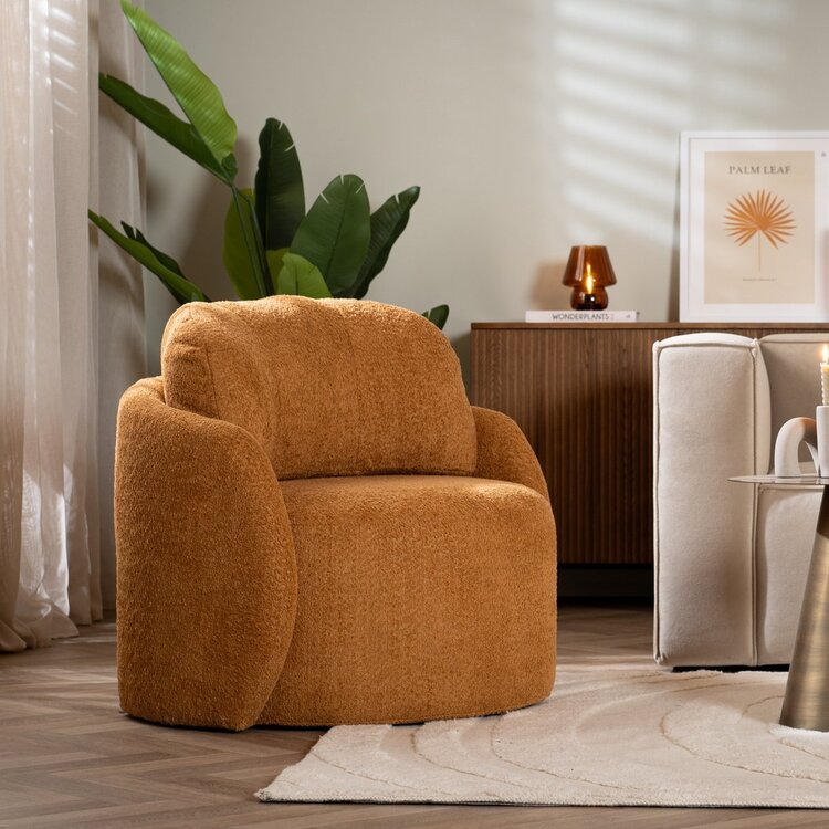 Fauteuil Nino en tissu polyester terracotta