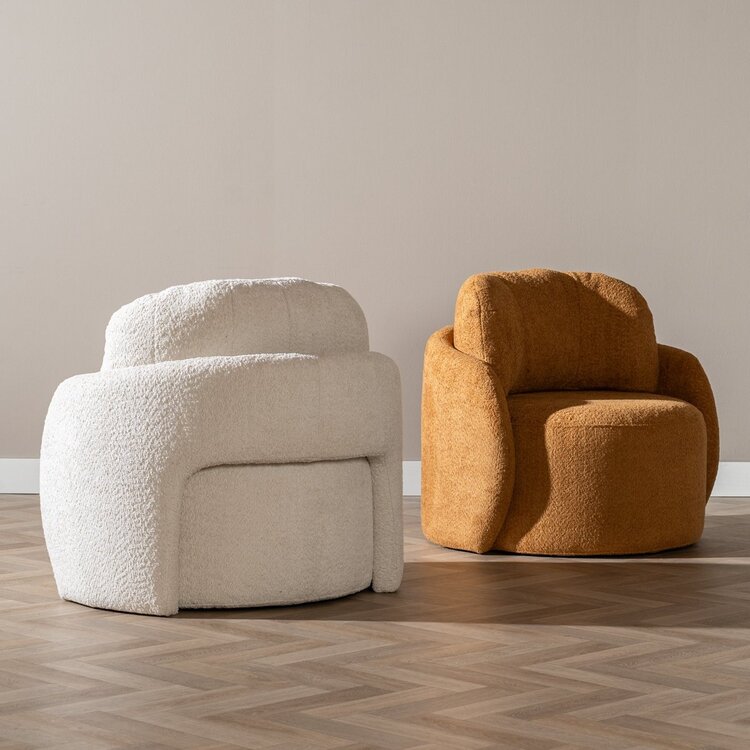 Fauteuil Nino en tissu polyester terracotta