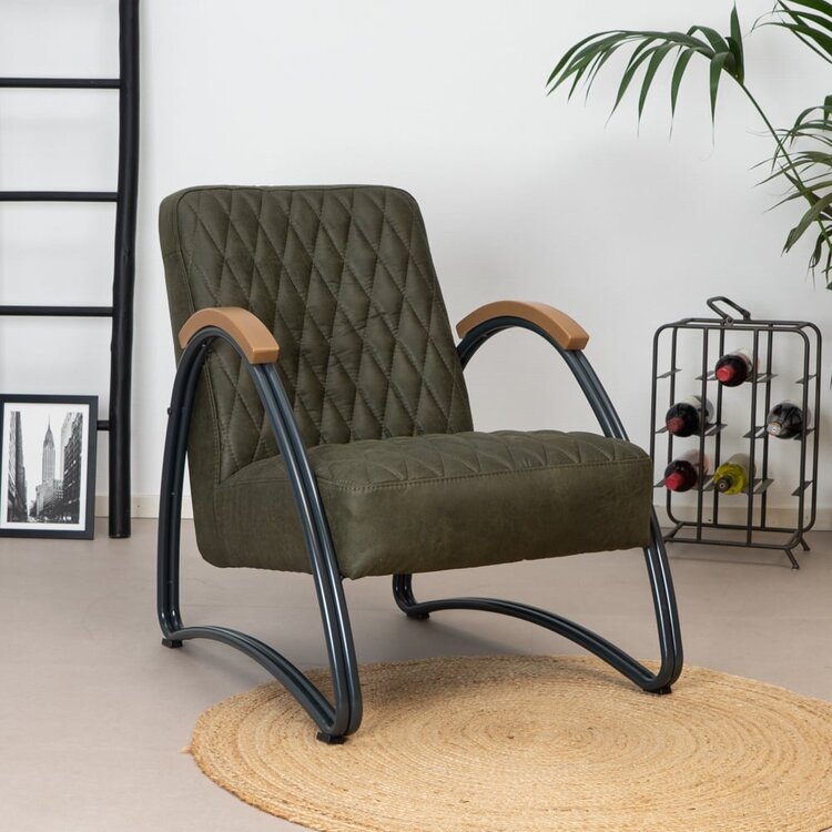 Fauteuil industriel Ivy éco-cuir vert