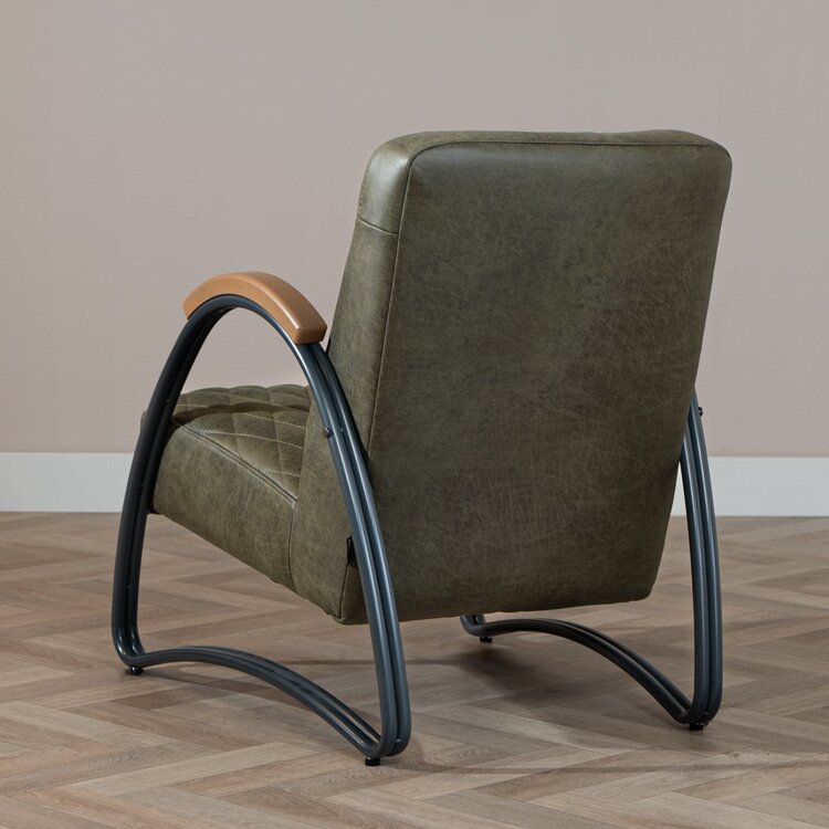 Fauteuil industriel Ivy éco-cuir vert