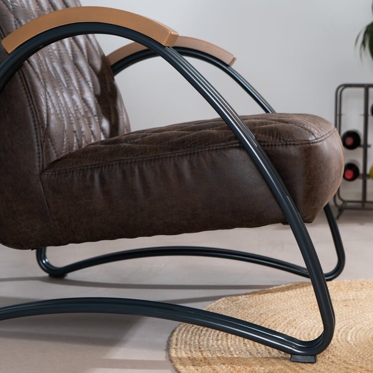 Fauteuil industriel Ivy éco-cuir brun
