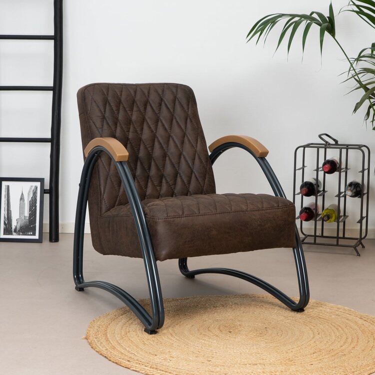 Fauteuil industriel Ivy éco-cuir brun