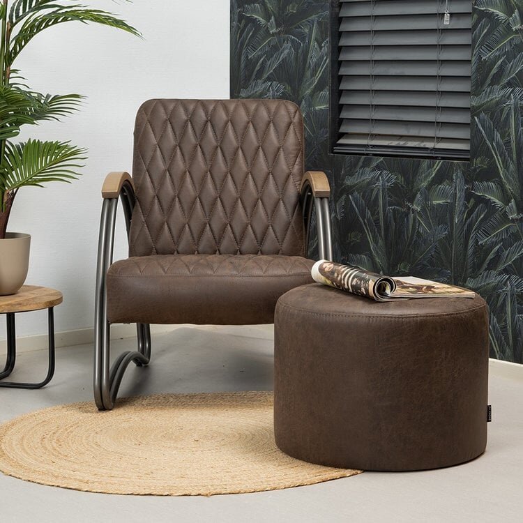 Fauteuil industriel Ivy éco-cuir brun