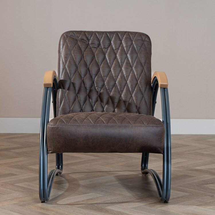 Fauteuil industriel Ivy éco-cuir brun